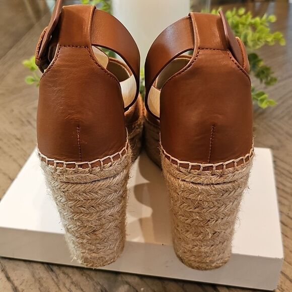 Brown Suede Espadrille Wedge Platforms Sandals Size 7.5 Marc Fisher - Picture 10 of 12